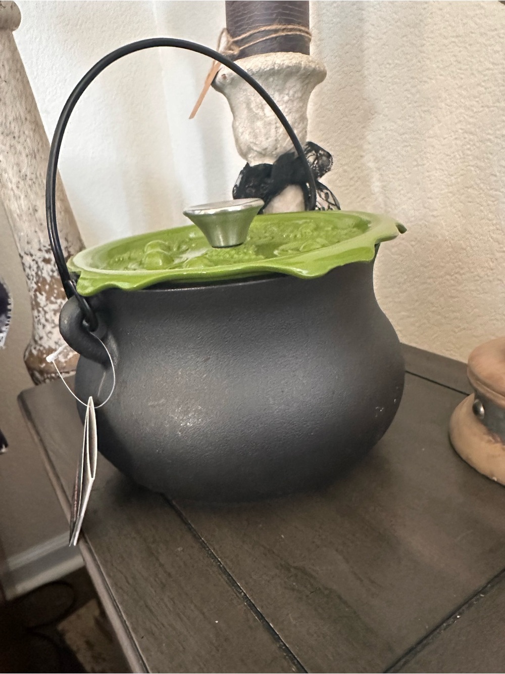 Black Cast Iron Cauldron Pot Green bubble Lid TJMaxx Homegoods Halloween